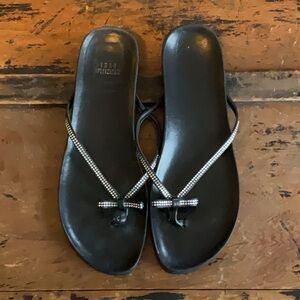 Stuart Weitzman Black Sandals with Rhinestones size 9